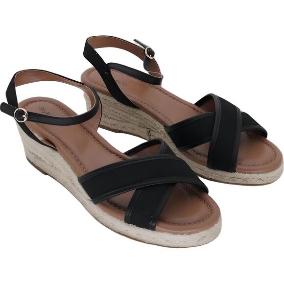Style Co Leahh Espadrille Wedge Sandals Black Canvas 11M - Picture 4 of 6
